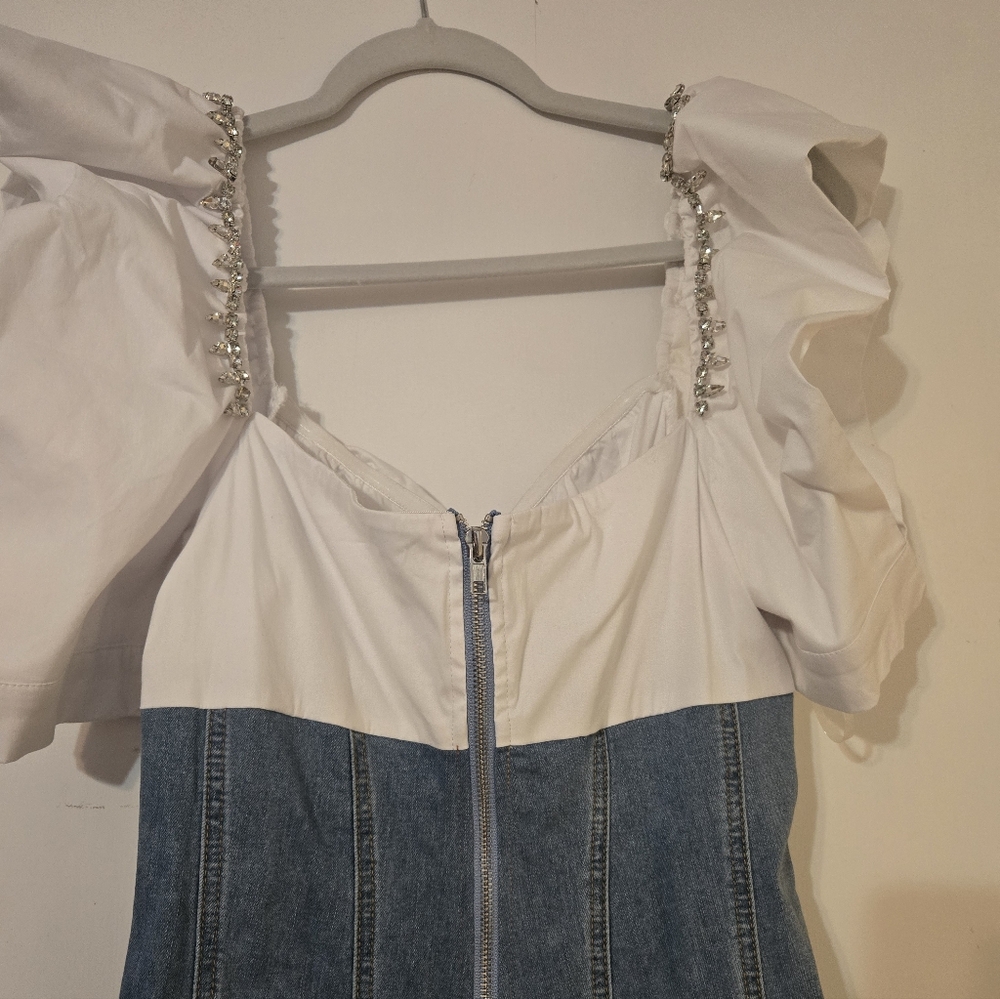 Stylish White and Denim Jumpsuit - Picture 5 of 5